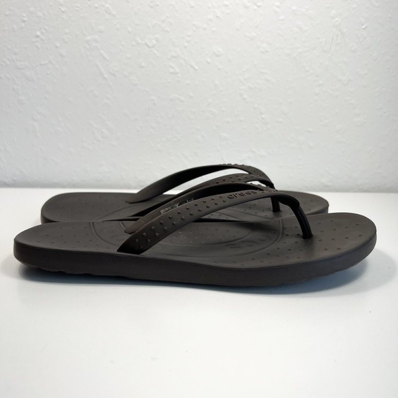 Crocs Flip Flop Thongs Brown Unisex US Size Women’s 5 Men’s 3 - Picture 3 of 8